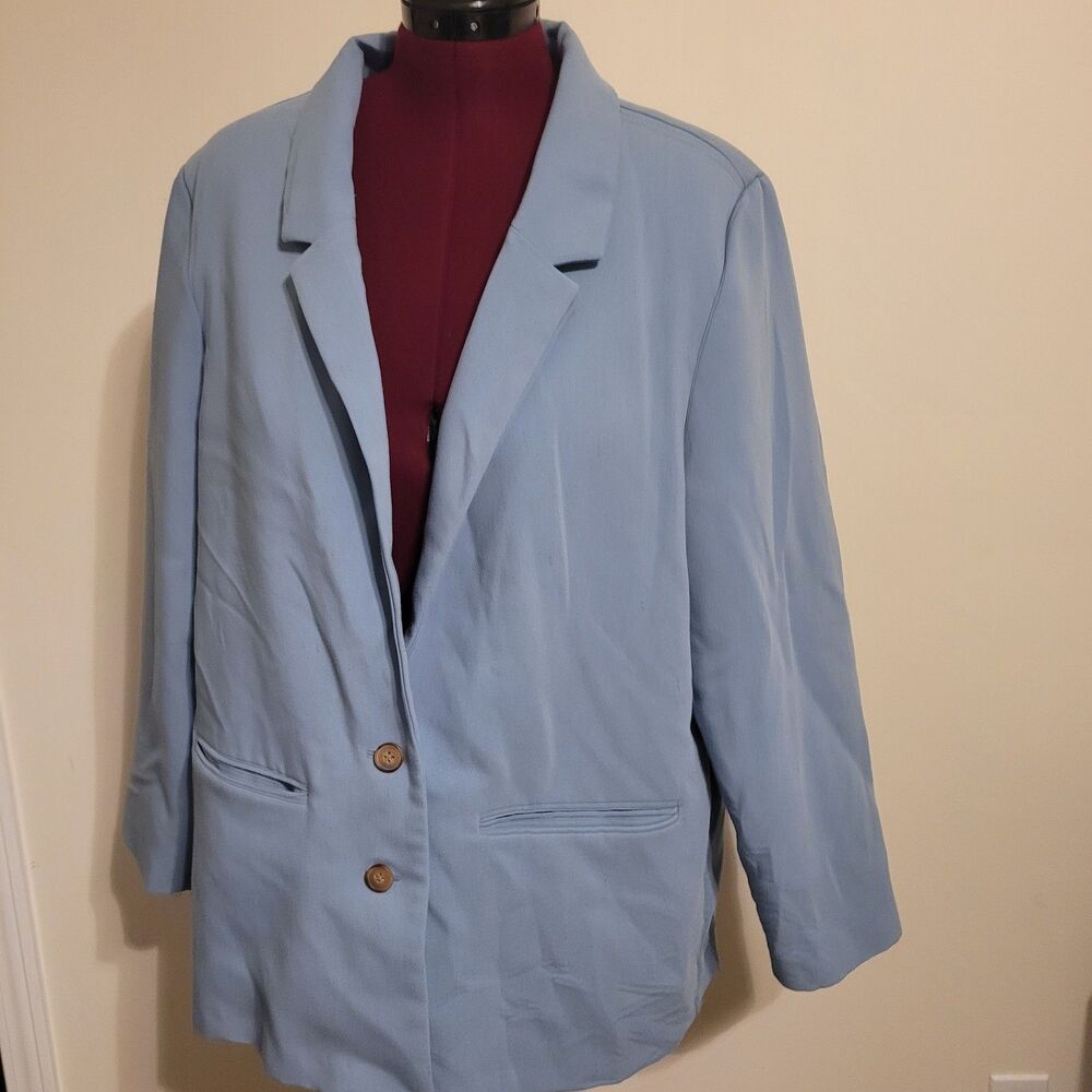Old Navy Womens XL Relaxed Unlined Blazer Blue 2 Button Stretch Workwear